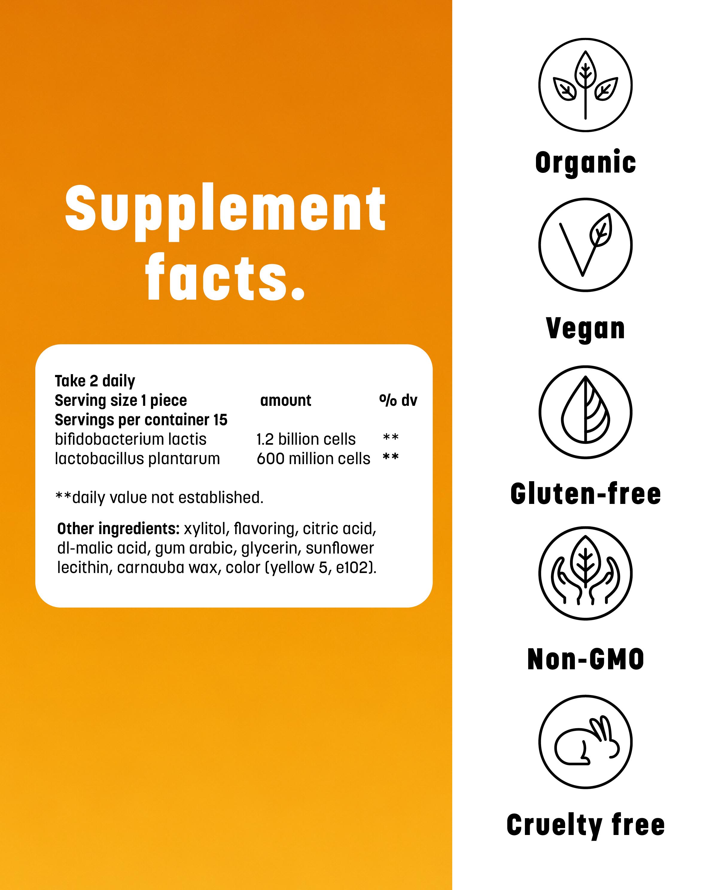 Clooudie Probiotic Chewing Gum, Pineapple Flavor, 30 Gum, Gut & Digestive Wellness Supports, Clinically Tested, Vegan, Non-GMO & Sugar-Free