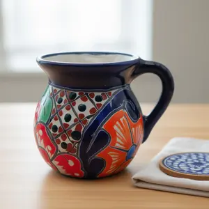 Talavera Floral Coffee Mug | Handcrafted Mexican Ceramic Cup