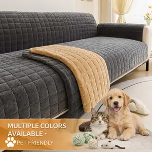 One-Piece Quilted Sofa Cover Pad, Full Coverage Couch Seat Protector, Non-Slip Machine Washable Sofa Pad, Pet-Friendly Anti-Scratch Furniture Cover for Dogs & Cats, Soft & Cozy Sofa Mat for Sectional, Loveseat & 3-Seater Living Room Decor.