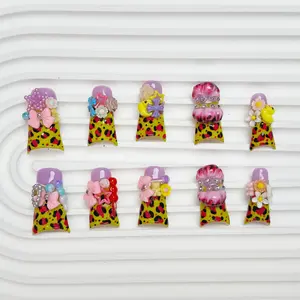 AVIARA Long  Duck Tips 10pcs Handmade Acrylic Y2K Press On Nails Luxious Salon Quality Fake Nail detachable aqua nails acrylic fake