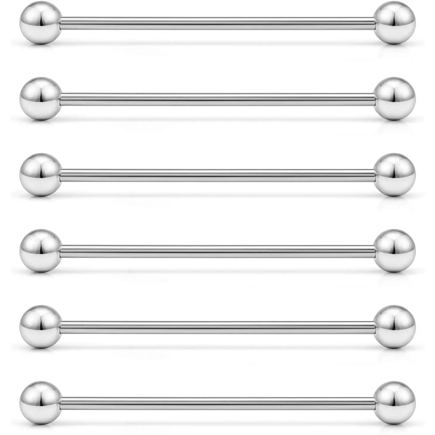 6PCS 14G Industrial Barbell Cartilage Earring Body Piercing Jewelry 28mm 32mm 35mm 38mm 40mm