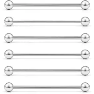 6PCS 14G Industrial Barbell Cartilage Earring Body Piercing Jewelry 28mm 32mm 35mm 38mm 40mm