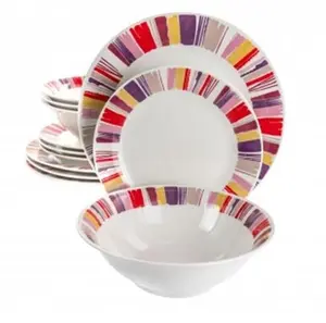 12 Piece Ceramic Dinnerware Set, Red
