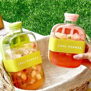 Silicone Ice Cube Mold with Storage Box, 1 Count DIY Ice Cube Maker with Straw, Ice Tray for Freezer, Ice Molds, Kitchen Utensils & Gadgets