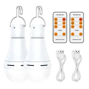 LED Light Bulbs, Rechargeable USB Rechargeable Light Bulb with 5 Light Modes, Remote Control, Time-Controlled, with Hook, Portable USB Rechargeable Bulb for Hiking, Garden, Outdoor, Fishing