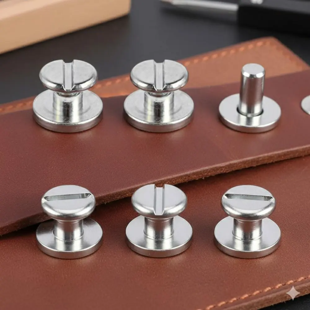 Industrial-Grade Brass Rivet Set | 20PC Heavy-Duty Metal Fasteners for DIY, Leather Craft, Wallet, Belt, Menu Repair | Precision Durable Hardware Kit for Professional & Home Projects