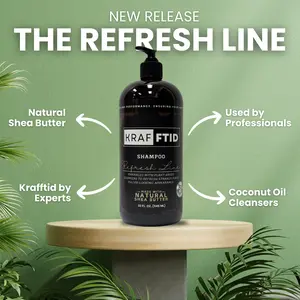 Krafftid 32oz Shampoo | 100% Natural Shea Butter + Plant-Based Cleansing | Grooming Game-Changer | Barbershop-Approved Conditioner Gentle