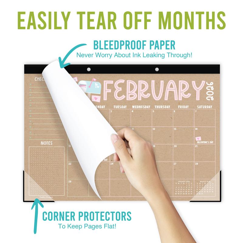 Hadley Designs 2026-2027 Desk Calendar 18-month 11x17 Inches Monthly Planner for Office & School Planning