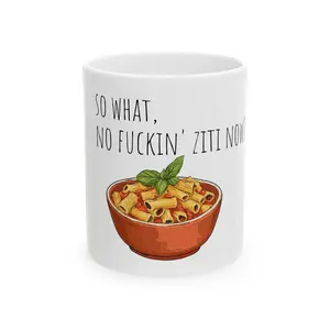 [Sale Up To 50%] Sopranos No Ziti Ceramic Mug, TV Show Coffee Cup, Gangster Mafia Tea Mug, Funny Quote Drinkware, Italian Mobster Gift, Pop Culture Espresso