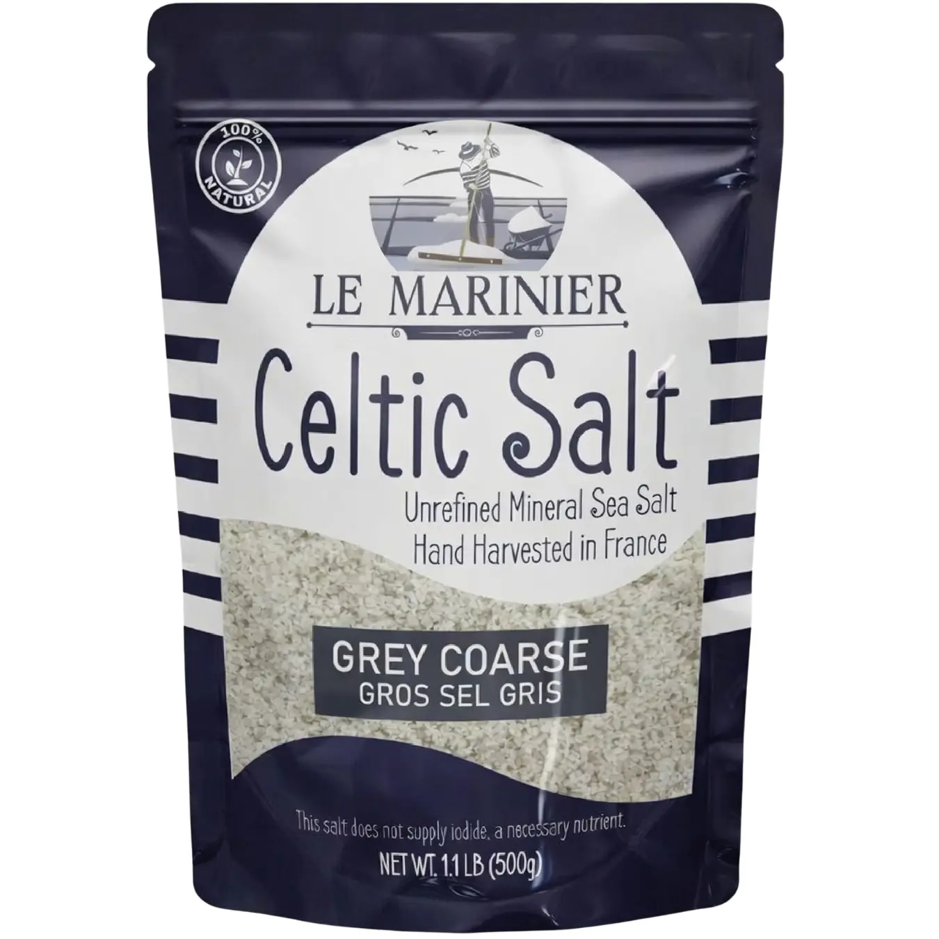 Le Marinier Celtic Salt Grey Coarse Sea Salt 1.1lb Mineral-Rich Unrefined Sea Salt 100% Natural Hand Harvested Low Sodium