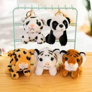 Cute Panda Keychain Plush Animal Keyring for Bags Backpack Car Keys Accessories Gifts 22cm Short Plush PP Cotton Teenagers 7-14 Years Old
