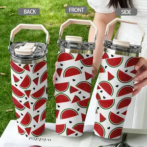 30oz Stainless Steel Insulated Tumbler, Watermelon Print Design, Dual-Layer Vacuum Insulation, Portable Travel Cup for Camping Office