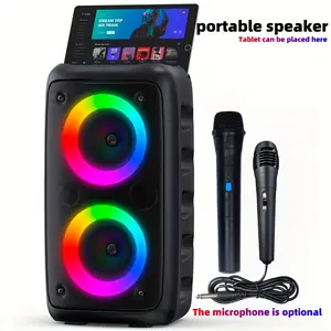 Bluetooth speaker, wireless speaker, karaoke machine with 1 wired microphone or 1 wired microphone+1 wireless microphone, adult portable speaker, PA system with LED lights singing karaoke speaker, supports TF card/USB, AUX input, TWS