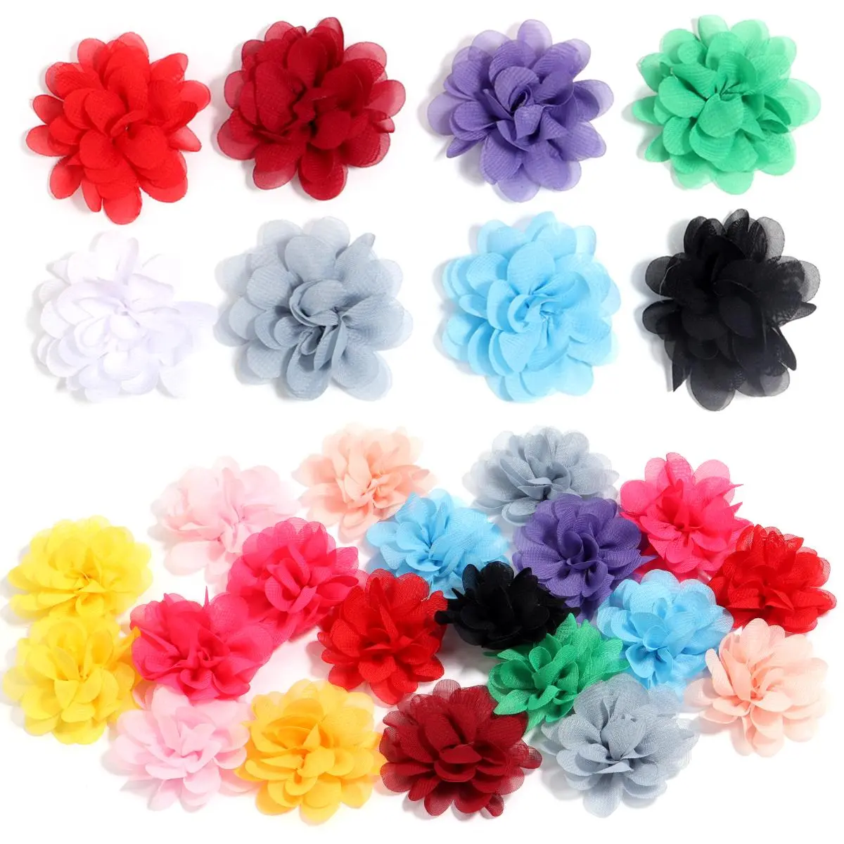 10pcs/lot 5cm Colorful Chiffon Fabric Flowers For Wedding Party Decoration Artificial Flowers For Dress Crafts Decoration