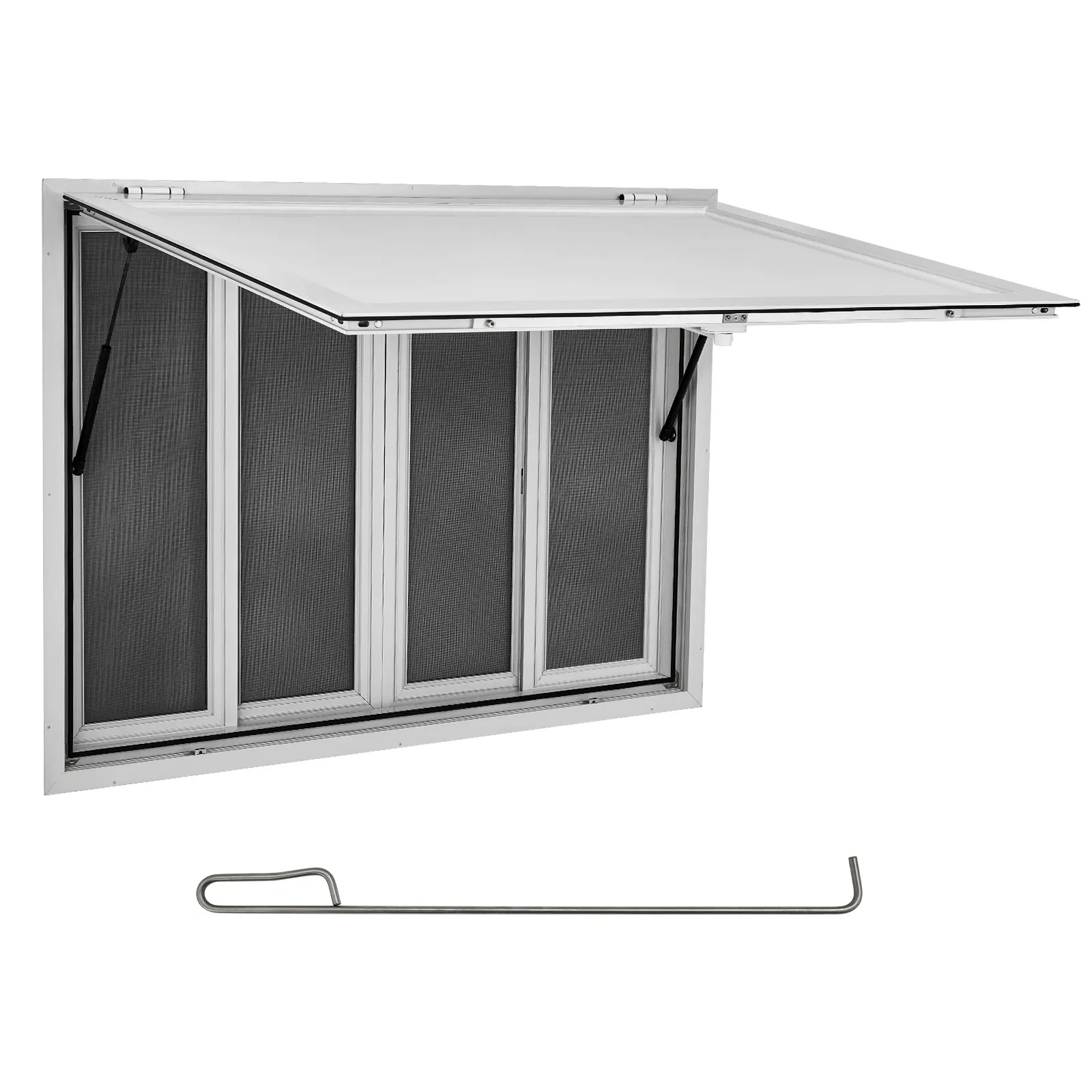 48"x36" Commercial Weatherproof Food Truck Concession Window - Premium Aluminum Alloy Service Window with 4 Sliding Screens, Awning Door, Drag Hook