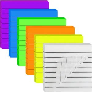 300 Sheets Lined Transparent Sticky Notes, 3x3 Inch 6 Colorful Clear See Through Translucent Self-Adhesive  Memo Reminder Tabs with Line for Office Woman College School Students Classroom Supplies