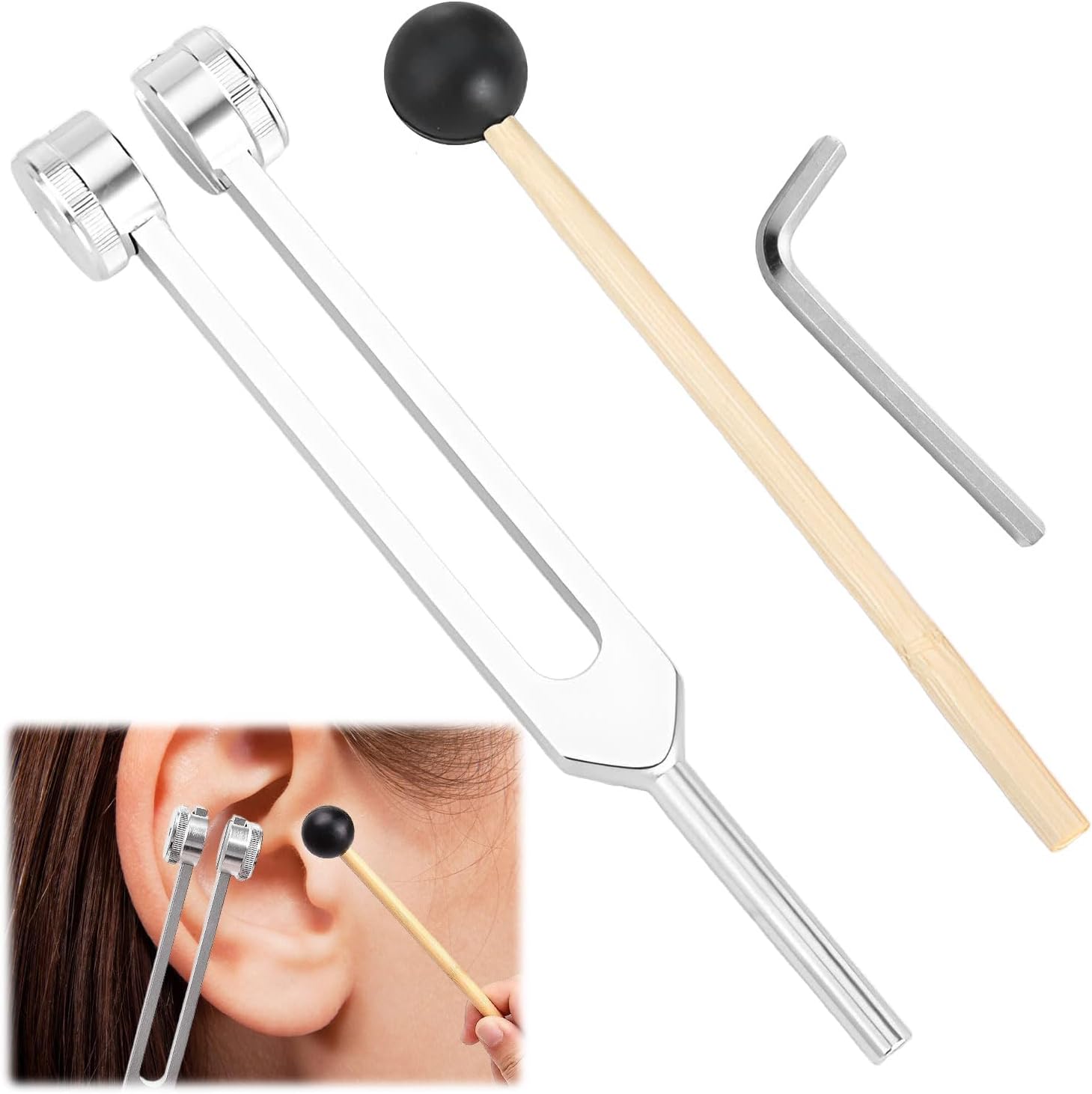 128hz Tuning Fork Medical,Aluminum Alloy Tuning Forks for Healing,Tuning Fork with Silicone Hammer,Tuning Fork 128hz for DNA Repair Healing,Sound Therapy,Tuning Forks Medical