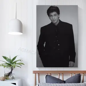 Actor Shah Rukh Khan Poster Indian Actor Posters Black And White Figure Art Poster (1) Canvas Wall Art Poster for Bedroom Living Room Decor 08x12inch(20x30cm) Unframe-style