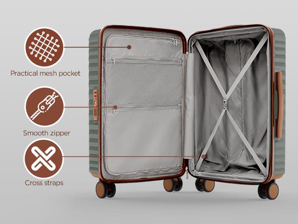 SHOWKOO Luggage Sets 3 Piece PC Hardside Expandable Suitcase (20in/24in/28) Carry On Luggage with Double Spinner Wheels Tsa Lock Premium Gift for Travel, School, Business