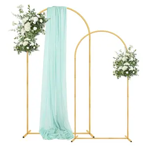 7.2FT+6FT Set Of 2 Wedding Arch Backdrop Stand, Gold Metal Balloon Arch Stand Stable Frame For Wedding Birthday Garden Arch Party Background Decoration, Gold