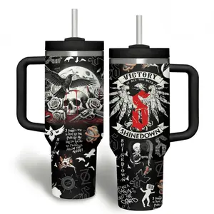 Shinedown Victory Skull 40oz Tumbler With Handle – Dark Rock Fan Cup
