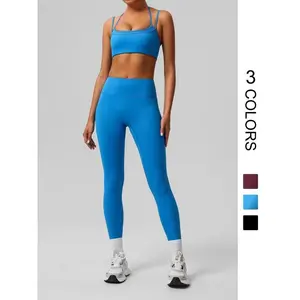 Women's Solid Crop Sports Bra & Leggings Set, Casual Comfy Breathable Two-piece Outfits for Yoga Gym Workout Running, Ladies Sportswear for Spring & Fall, Summer Activewear