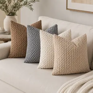 （Pillow Covers Only, No Inserts）Set of 2 Bohemian bubble-texture decorative pillow covers, 18 inches × 18 inches corduroy pillow covers, pillow inserts optional, soft decorative pillow covers, suitable for country-style living room sofas art decor