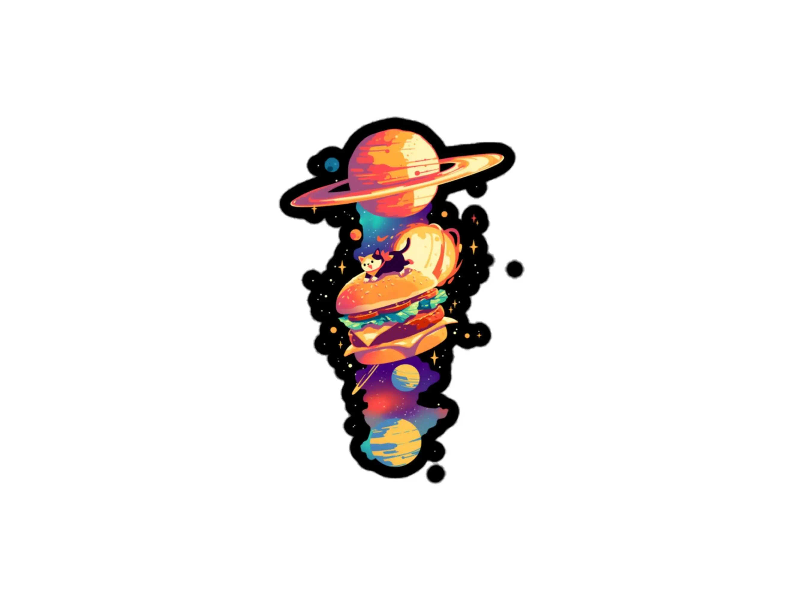 Galaxy Cheeseburger Cat Sticker