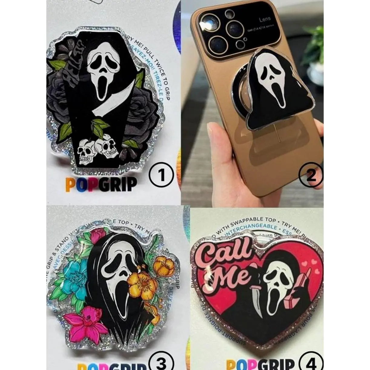 GhostFace Kindle Grip Magsafe, Horror Movie magsafe Popsocket Series,[Gift Ring Magnet] Grip for iPhone MagSafe Cases Book Kindle Grip Cute