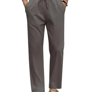 COOFANDY Men's Linen Casual Pants Elastic Waist Beach Pants Lightweight Drawstring Summer Yoga Pants
