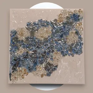 Hand-designed Elegant 3D Crystallized Blue and Clear Home Decor 10x10 Picture - High-Quality Resin Material, Decorative Artwork for Any Room