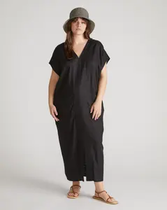 Cabana Linen Kaftan - Black