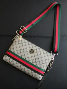 Men's Plaid Design Crossbody Bag with Wrist Strap, Fashionable Large Capacity Adjustable Shoulder Strap Bag for All Seasons