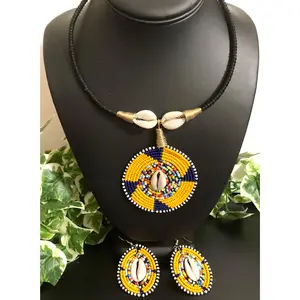 Maasai beaded cowrie necklace set