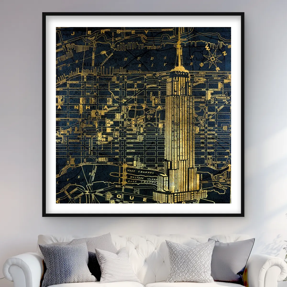 212 MAIN 48x48 in. Matted Gold Frame Cityscape Architectural Artwork - Framed Painting Prints, Gallery Design, Home Inspo Decor, Thoughtful Home Supplies Gift, Gold Artwork, Gallery Design Prints