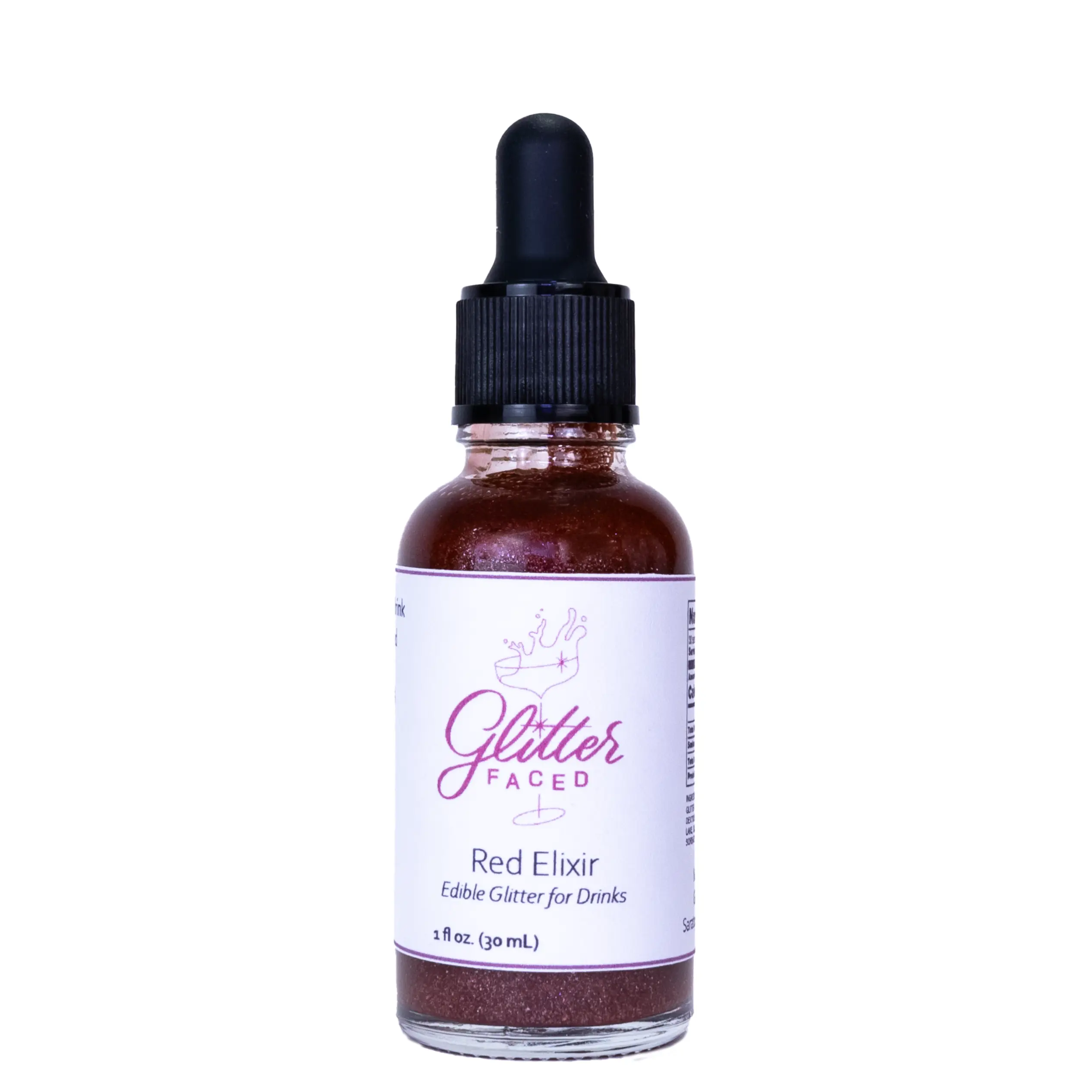 Red Edible Glitter For Drinks - Perfect for Cocktails & Mocktails - 1 ounce Glass Dropper with Liquid Glitter