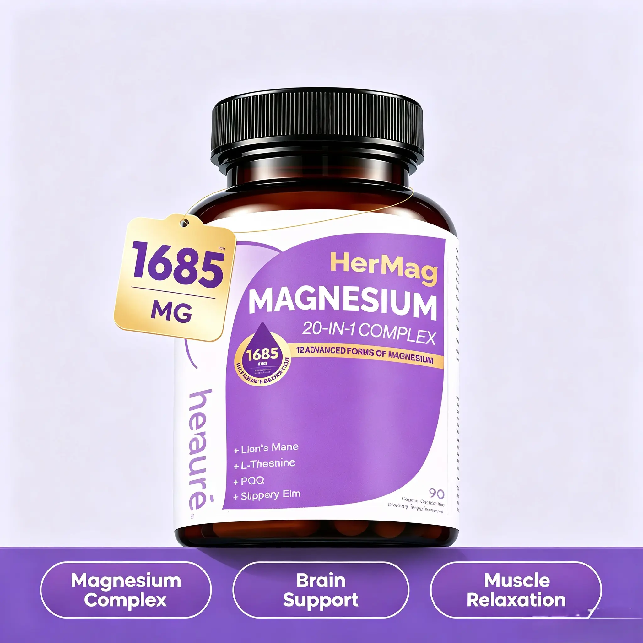 20-in-1 1685mg Magnesium Complex - Magnesium Glycinate, 11 Other Forms, B6, Zinc, Slippery Elm, Brain Health, Stress Relief, Sleep Comfort, Digestion Aid, Energy & Muscle Support #sohochic