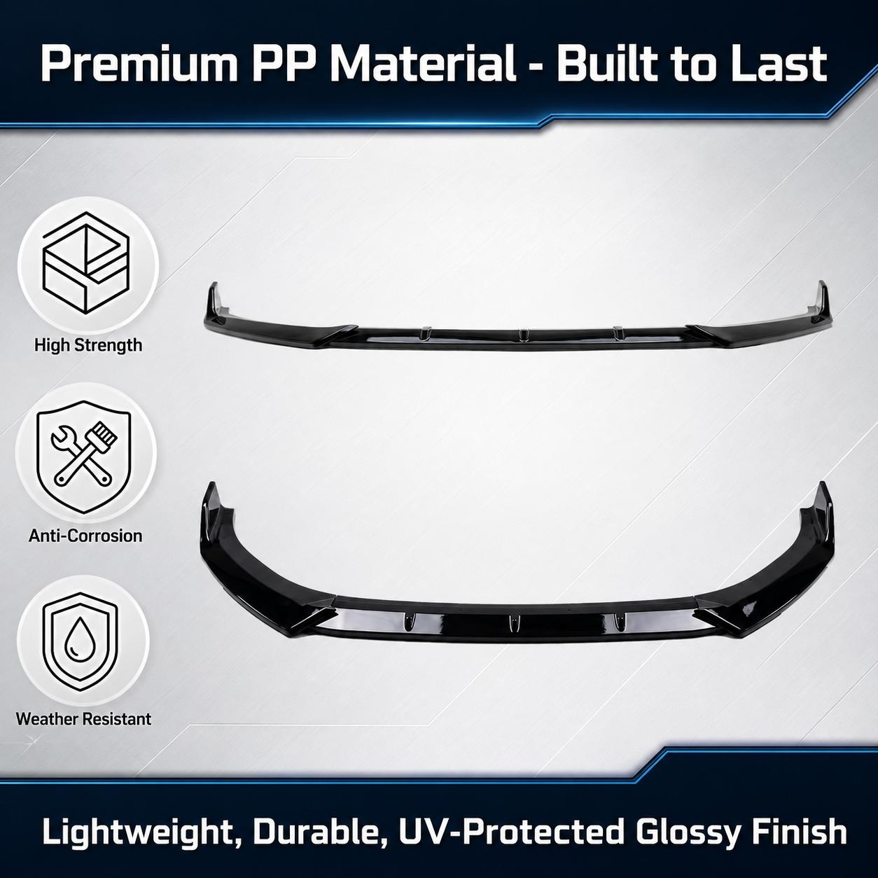 NARPES Front Lip Splitter Spoiler for KIA K4 GT-Line 2025 2026 Accessories,3PCS Body Kit, Drill mount, Durable PP construction, impact-proof & scratch-proof, Upgrade bumper, Sporty style protection, Automotive, Car Accessories