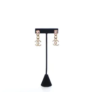 Pre-owned Chanel Crystal CC Drop Earrings