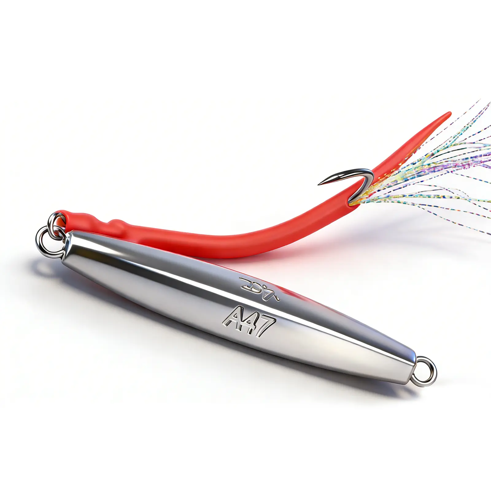 Diamond Jigs Saltwater Fishing Lures, Metal Jigging Spoon Baits with Split Tube Tail & Stainless Steel Hook, Sinking Casting Lures for Bluefish Striper Tuna Salmon Freshwater