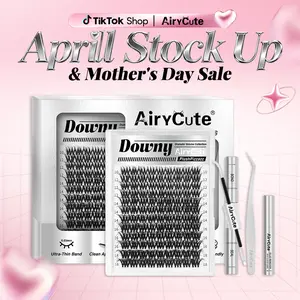 Downy | AiryCute Volume Lashes DIY False Eyelashes for Bold Dramatic Look | Lyra Style Lashes with Ultra-Dense, Waterproof, Long-Lasting Lashes | Lyra | Beginner-Friendly DIY Lashes for a Flawless, Voluminous Look | Trendy & Must-Have Clusters