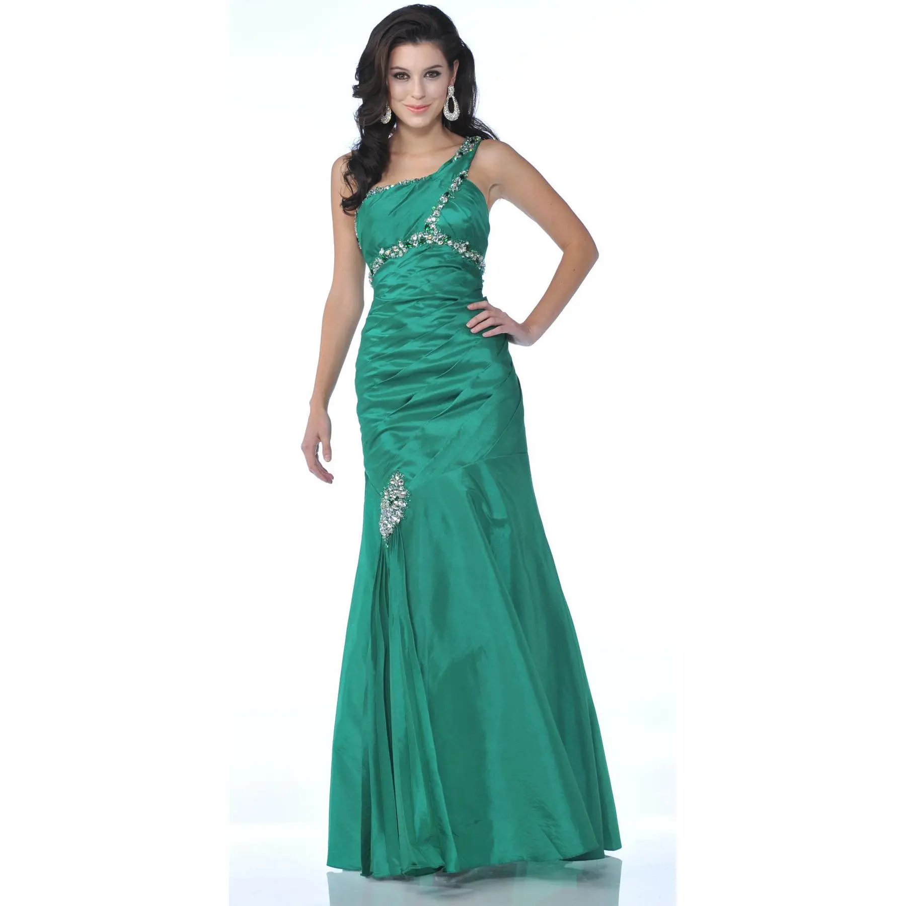 Women's 1-Shoulder Formal Evening Gown in Soft Taffeta, Sleeveless and Fully Lined with Cup Inserts - Style 1646 Clearance, Formal Wear, One Shoulder