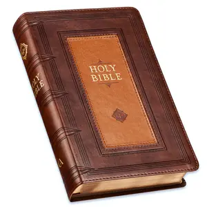 Bible King James Version Giant Print Standard Size with Thumb Index Saddle tan and butterscotch faux leather