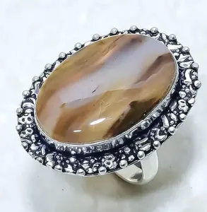 Handmade Lace Botswana Lace Agate Gemstone Ring Size 9
