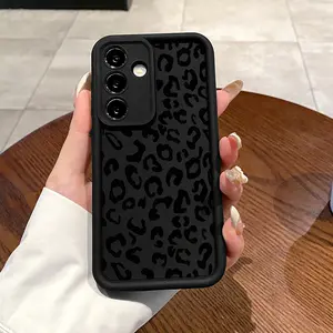Case for Samsung S24 ultra plus S25 S23 S22 Ultra Plus Black Vintage Leopard Print Advanced fashion gift Drop Protection Shockproof Soft Silicone smartphone Cover