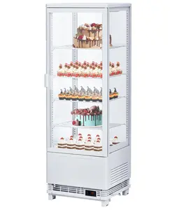【GARVEE】Commercial Countertop Cake Display Refrigerator, 4.2 Cu.FT Single-Door Merchandiser with Interior LED Lighting, Double-Layered Glass, Countertop/Floor Refrigerator, 110v