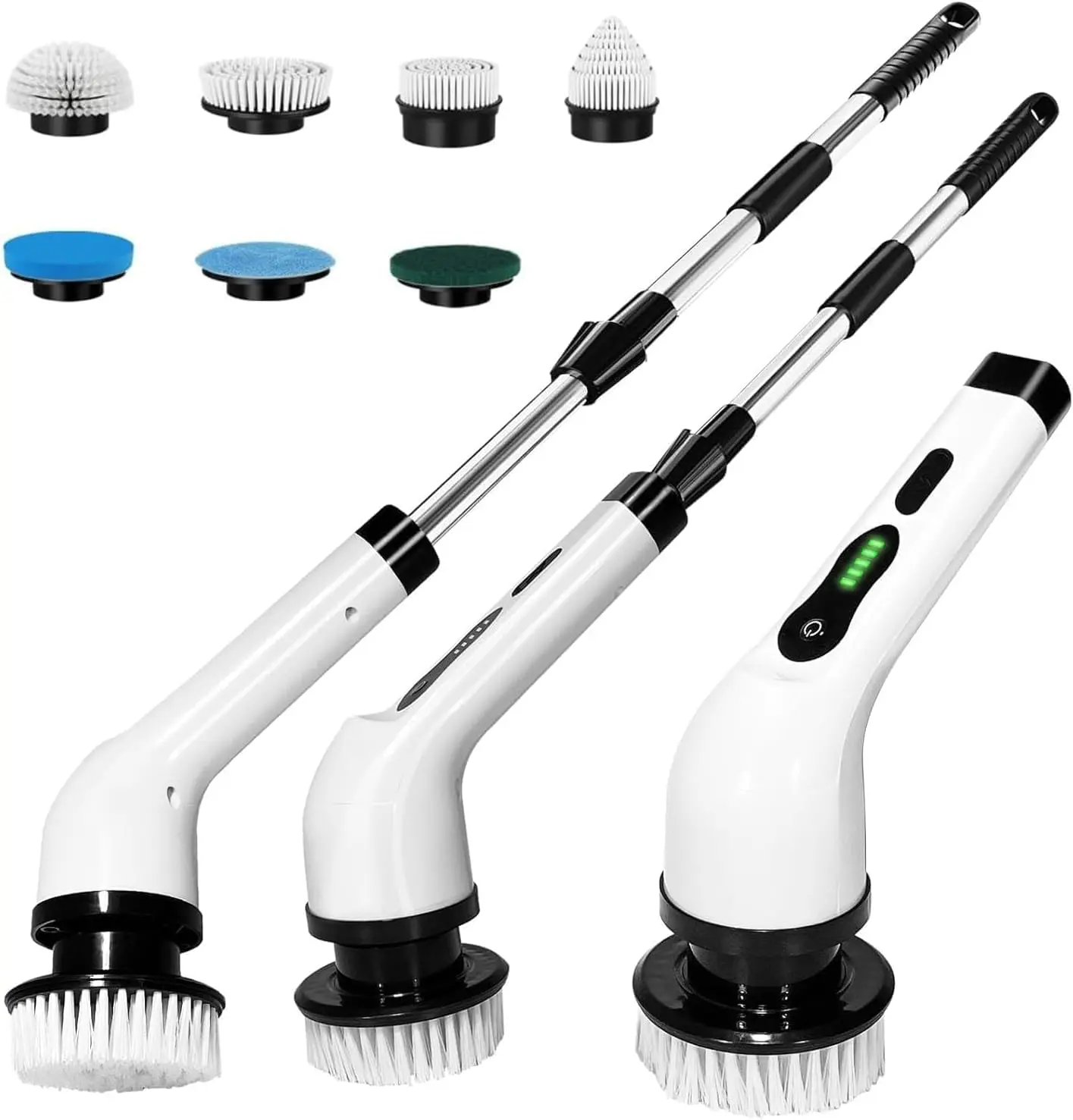 Ruben Mart 7-in-1 Electric Spin Scrubber, 25W Powerful Cordless Cleaning Brush with Adjustable Handle & 7 Replaceable Heads for Bathroom, Floor, Tile, Kitchen & Car