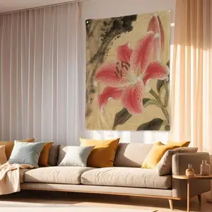 Lily Plant Tapestry Room Decoration Wall Decor Blanket Symbolizing Vitality Lightweight Warm Silky Design For Elegant Decor Wall Decor funny tapestry