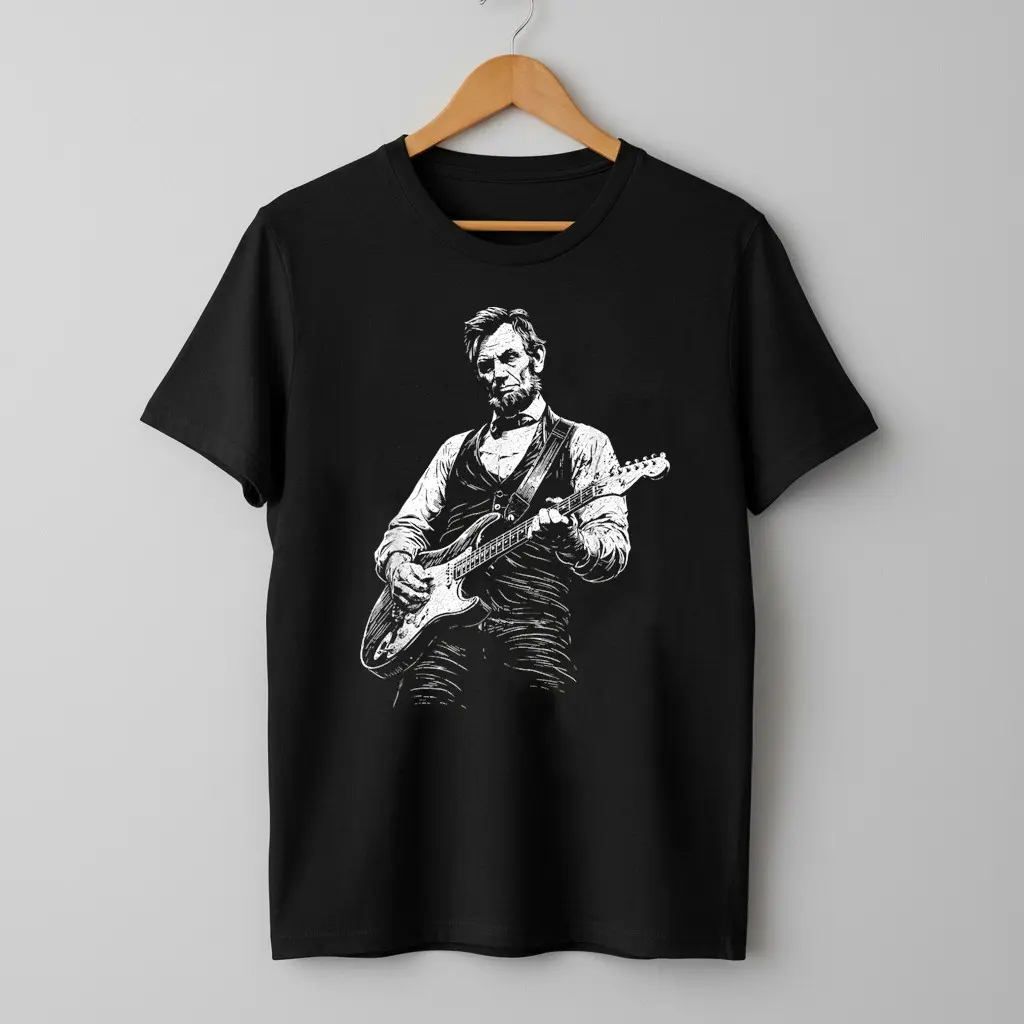 President Abraham Lincoln Abe Lincoln Playing Guitar Vintage T-Shirt