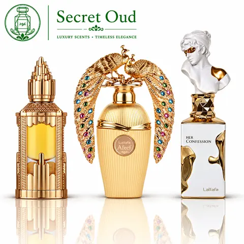 Lattafa 3-Scent Fragrance Discovery Set - Abraaj, Afeef, Her Confession EDP Sprays & Concentrated Oil, Exotic Blend, Soft Floral Unisex Beauty & Personal Care Fragrance, Soft Floral Fragrance